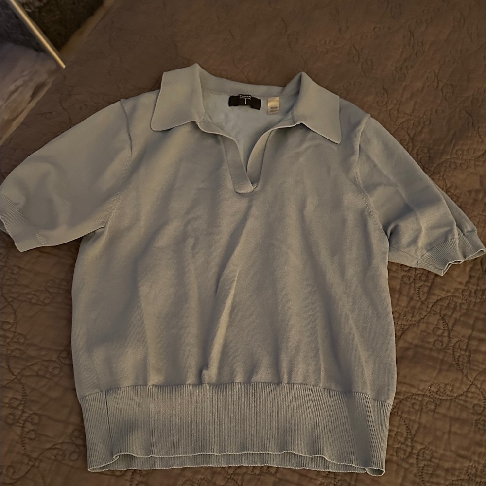 Tahari Sky Blue Knit Top
